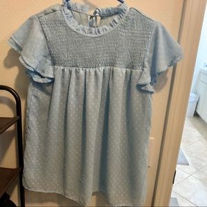 Baby Blue Swiss Dot Blouse